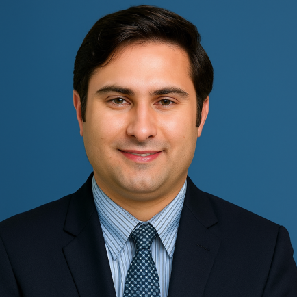 Professional Headshot on Blue Background